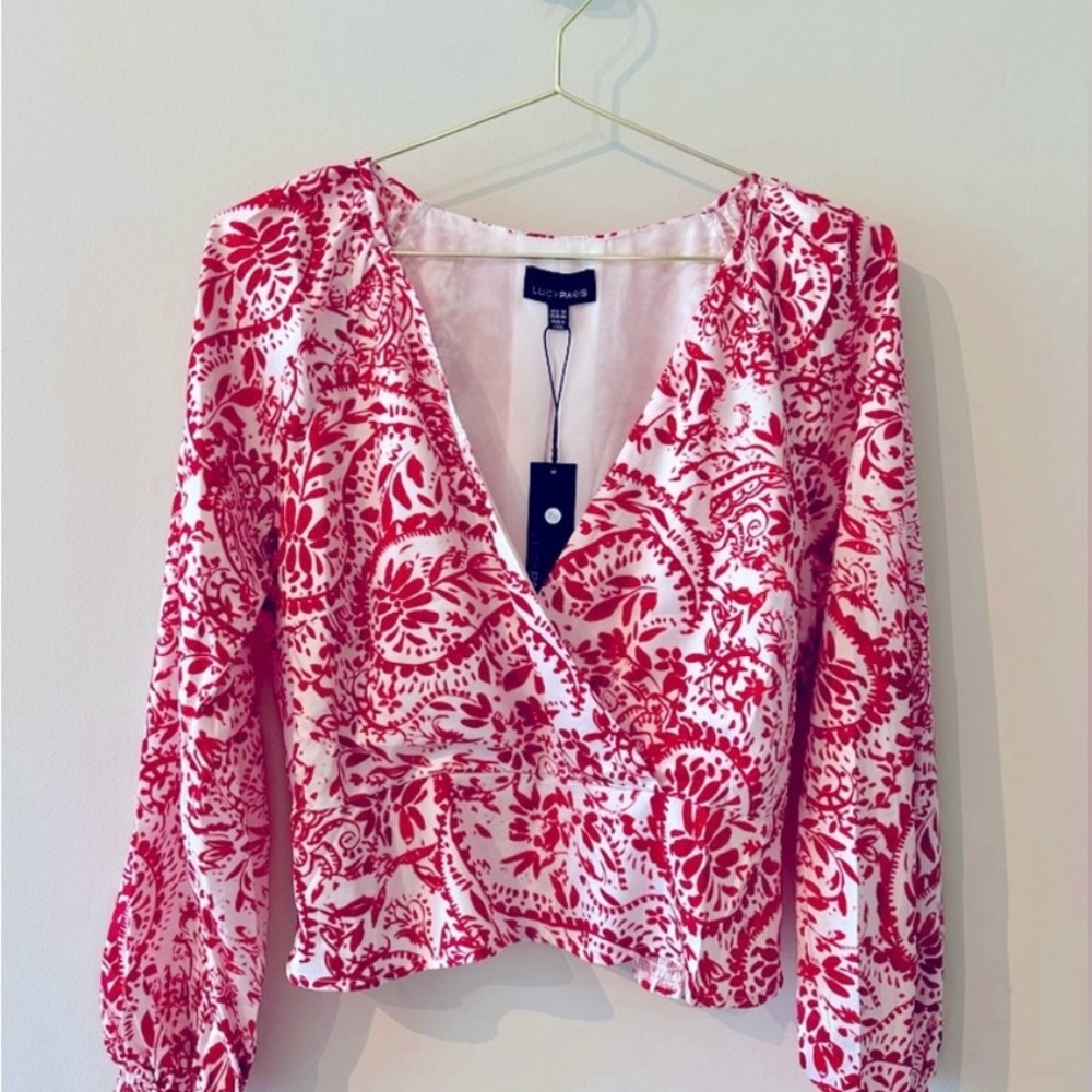 Lucy Paris Red and White Floral Blouse